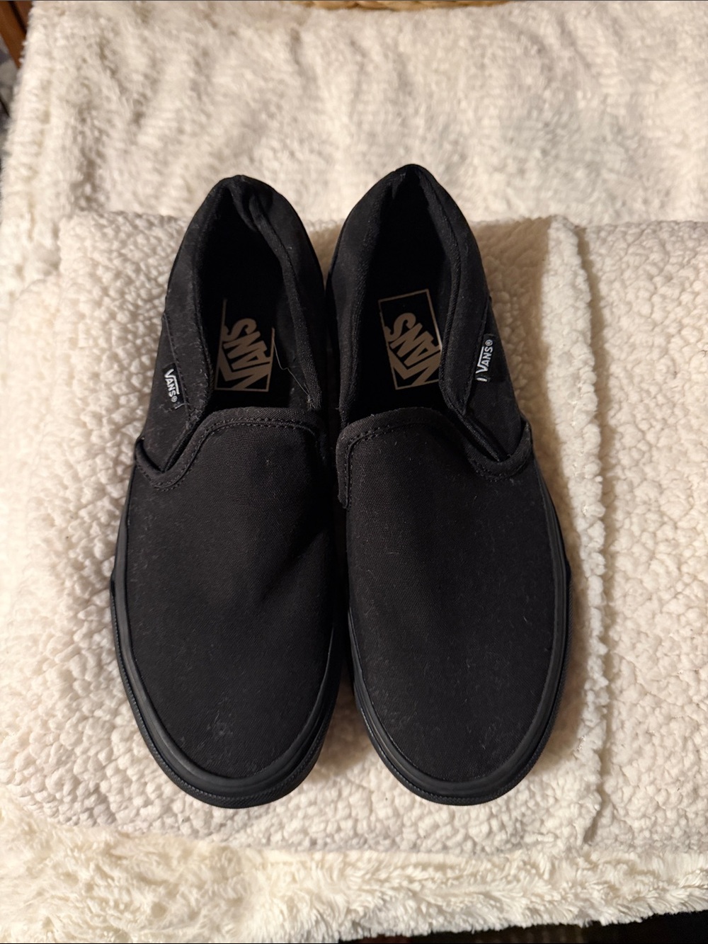 Vans Black Slip-On Canvas Loafers for
